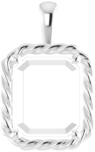 14K White  12x10 mm Emerald Pendant Mounting (1)