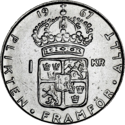 1 Krona Gustaf VI (1952-1968) Sweden Silver Coin (1)