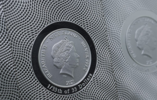 1 kg Mikelandželas Siksto koplyčia 2021 Niuje 33 x 1 USD Proof Sidabrinių .999 monetų rinkinys (3)