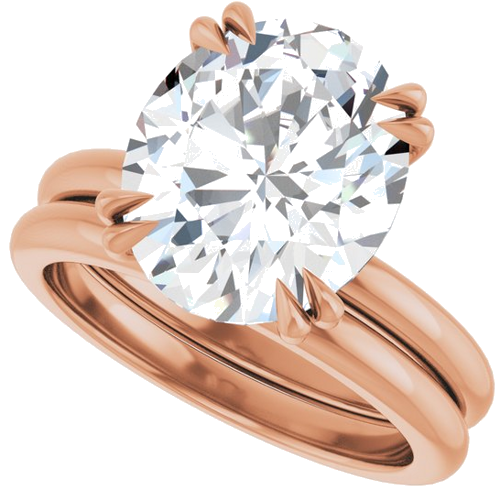 Sužadėtuvių Žiedas „Double Claw-Prong“ 14k rose gold Oval 12mm x 10mm (10)