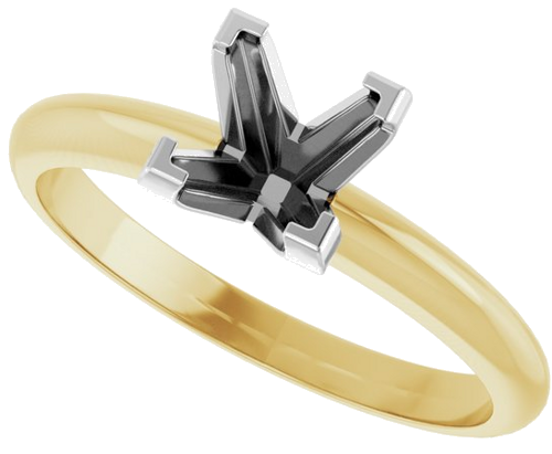 14K Yellow White 5.5 mm Square V-End 4-Prong Engagement Ring Mounting (5)