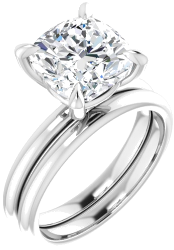 14K White  9x9 mm Cushion Solitaire Engagement Ring Mounting (6)