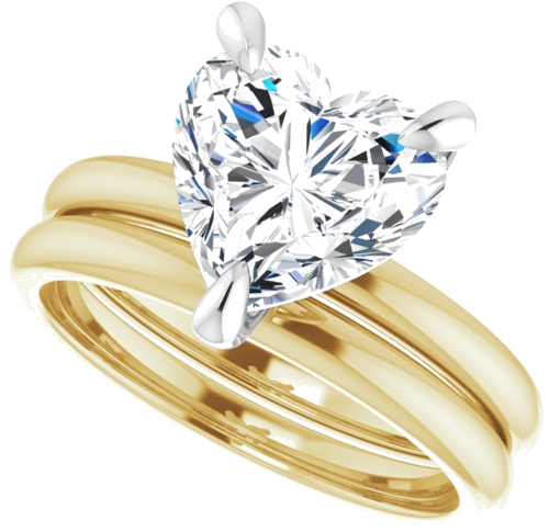 Sužadėtuvių Žiedas „Solitaire“ 585 Baltojo Ir Geltonojo Aukso Heart Shape 9mm (10)
