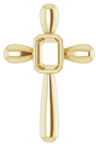 Pakabukas „Solitaire Bezel-Set Cross“ 14k yellow gold Emerald 7mm x 5mm (1)