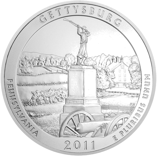 5 oz Национальный военный парк Геттисберг 2011 США серебряная монета (1)