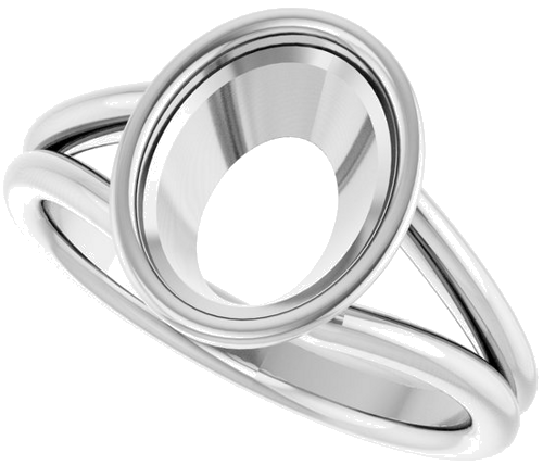 Sužadėtuvių Žiedas „Bezel-Set Solitaire“ 14k white gold Oval 10mm x 8mm (5)