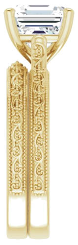Sužadėtuvių Žiedas „Solitaire Sculptural“ 18k yellow gold Asscher 8mm (9)