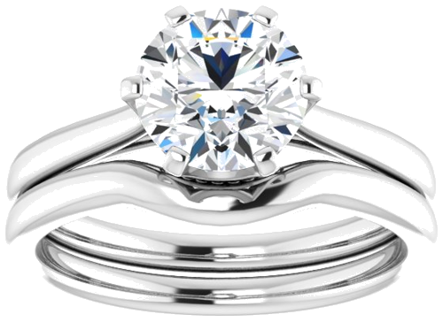 Sužadėtuvių Žiedas „Solitaire“ 585 Baltojo Aukso Round 7.4mm (8)
