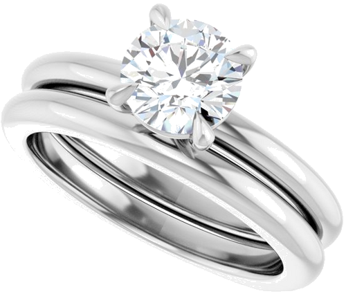 Sužadėtuvių Žiedas „Claw-Prong Euro Shank“ 14k white gold Round 6.5mm (10)