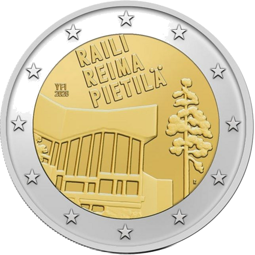 2026 Suomija Raili ir Reima Pietilos 2 eurų moneta (1)