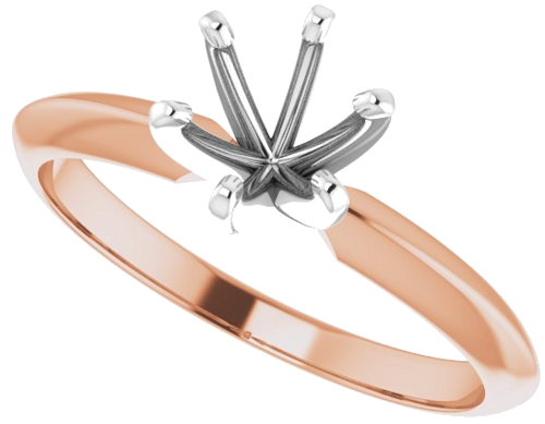 14K Rose   White 5.4-5.7 mm Round 6-Prong Solitaire Ring Mounting (5)