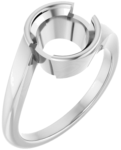 Sužadėtuvių Žiedas „Half-Bezel Solitaire“ 14k white gold Round 8.2mm (1)