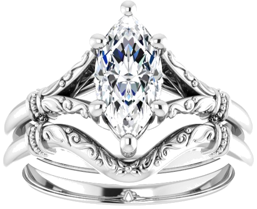 Sužadėtuvių Žiedas „Sculptural“ 14k white gold Marquise 10mm x 5mm (8)