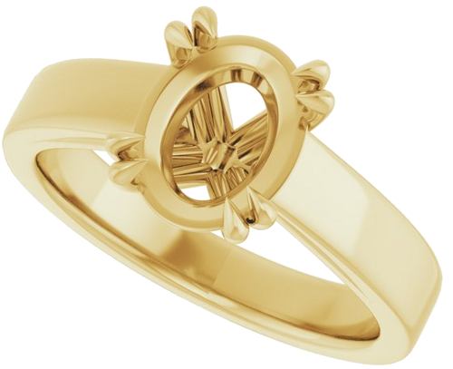 Sužadėtuvių Žiedas „Solitaire“ 585 Geltonojo Aukso Oval 9mm x 7mm (4)