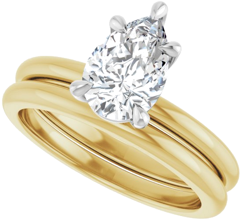 Sužadėtuvių Žiedas 585 Baltojo Ir Geltonojo Aukso Pear Shape 9mm x 6mm (8)