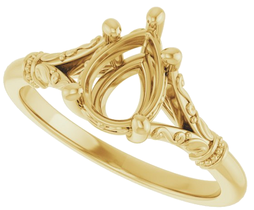 Sužadėtuvių Žiedas „Sculptural“ 18k yellow gold Pear 8mm x 6mm (5)