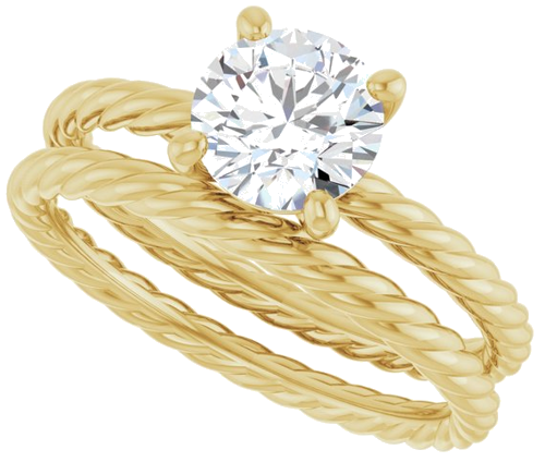 Sužadėtuvių Žiedas „Solitaire Rope“ 14k yellow gold Round 6.5mm (10)