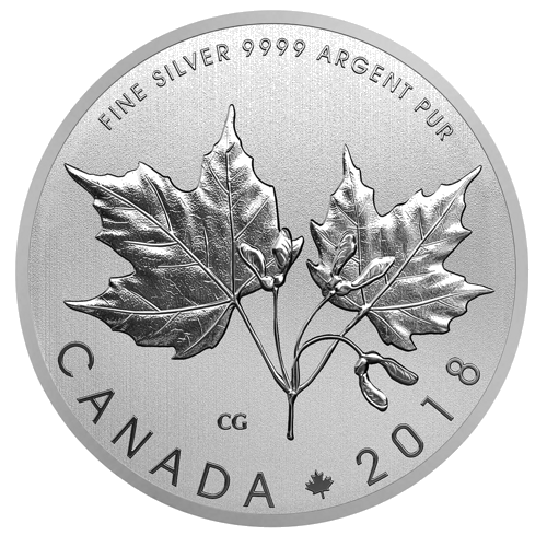 1/2 oz Kļavas lapa 2018 Kanādas sudraba monēta (1)