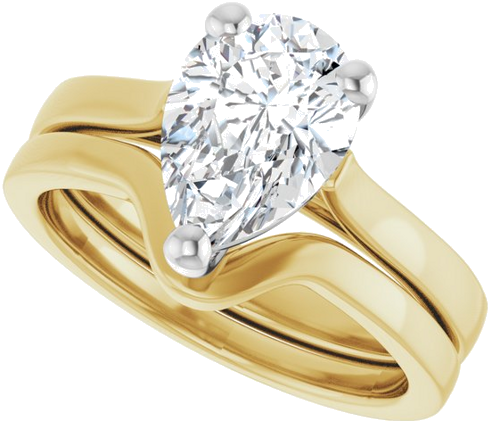Sužadėtuvių Žiedas 14k yellow/white gold Pear 10mm x 7mm (10)