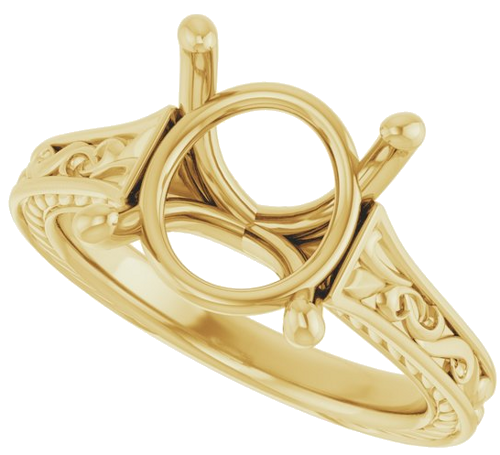 Sužadėtuvių Žiedas „Solitaire Scroll“ 14k yellow gold Round 11mm (5)