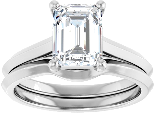 Sužadėtuvių Žiedas „Solitaire“ 585 Baltojo Aukso Emerald 8mm x 6mm (8)