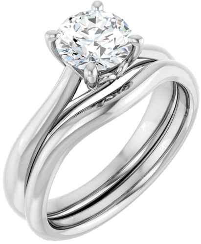 14K White  6.5 mm Round Solitaire Engagement Ring Mounting (6)