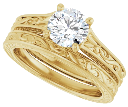 Sužadėtuvių Žiedas „Solitaire Scroll“ 14k yellow gold Round 6.5mm (15)