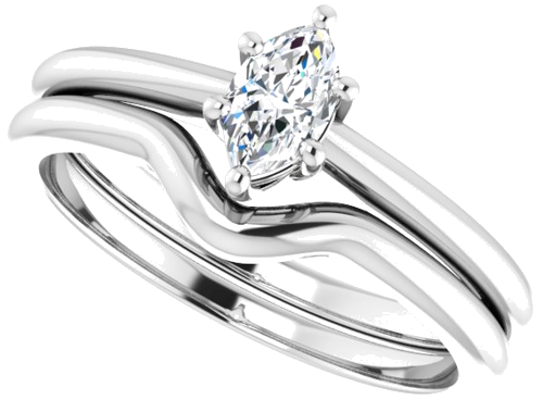 Sužadėtuvių Žiedas „Solitaire“ 14k white gold Marquise 6mm x 3.5mm (10)