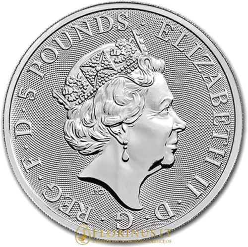 2018 Великобритания Звери Королевы Единорог 2 oz серебряная монета (3)