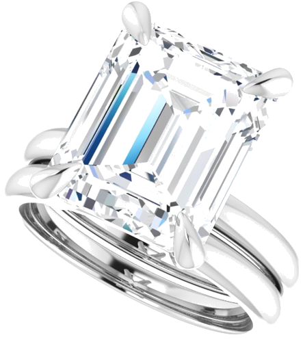 14K White  12x10 mm Emerald Solitaire Engagement Ring Mounting (10)