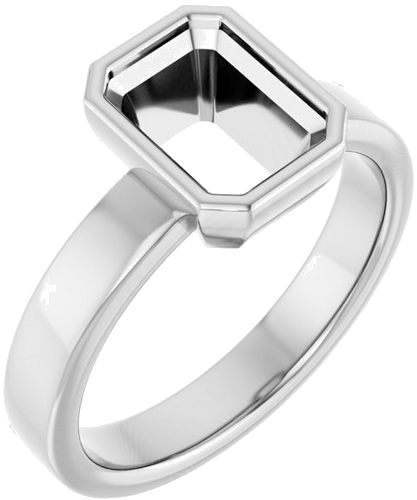 14K White 8x6 mm Emerald Solitaire Engagement Ring Mounting (1)