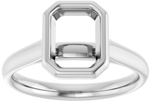 14K White  8x6 mm Emerald Solitaire Engagement Ring Mounting (3)