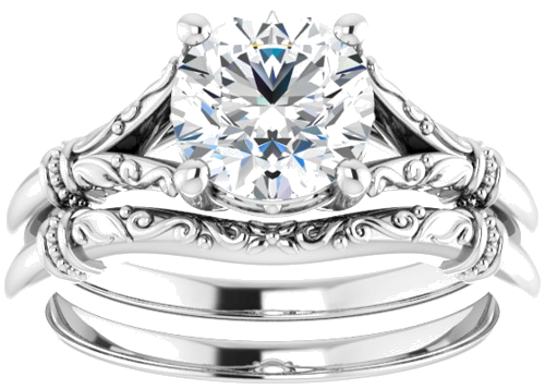 Sužadėtuvių Žiedas „Sculptural“ 10k white gold Round 7mm (8)