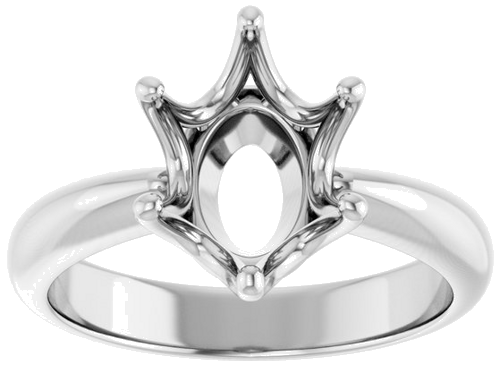 Sužadėtuvių Žiedas „Solitaire Crown-Inspired“ 14k white gold Oval 10mm x 8mm (3)