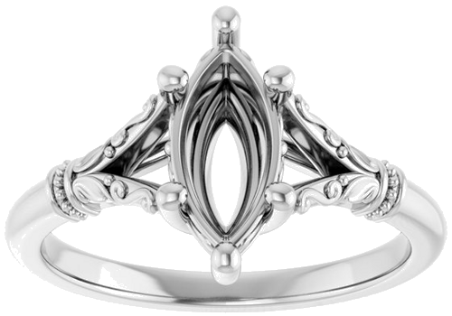 Sužadėtuvių Žiedas „Sculptural“ 14k white gold Marquise 10mm x 5mm (3)