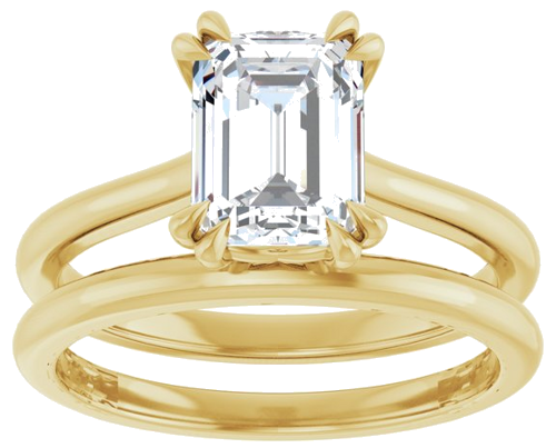 14K Yellow 8x6 mm Emerald Solitaire Engagement Ring Mounting (8)