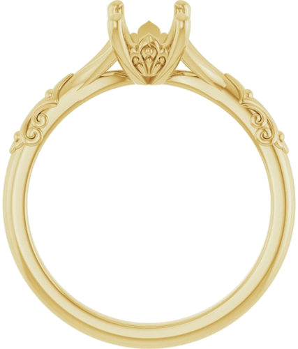 14K Yellow 7x5 mm Emerald Solitaire Engagement Ring Mounting (2)