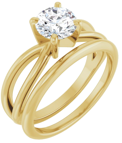 14K Yellow 6.5 mm Round Split Shank Engagement Ring Mounting (6)