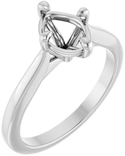 Sužadėtuvių Žiedas „Solitaire“ 14k white gold Elongated Cushion 8mm x 6mm (1)