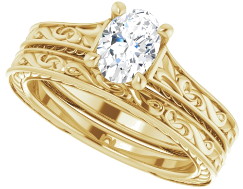 14K Yellow 7x5 mm Oval Engagement Ring Mounting (10)