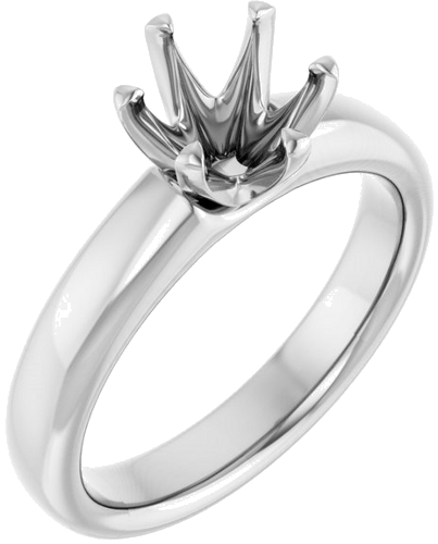 14K White 7 mm Round Engagement Ring Mounting (1)