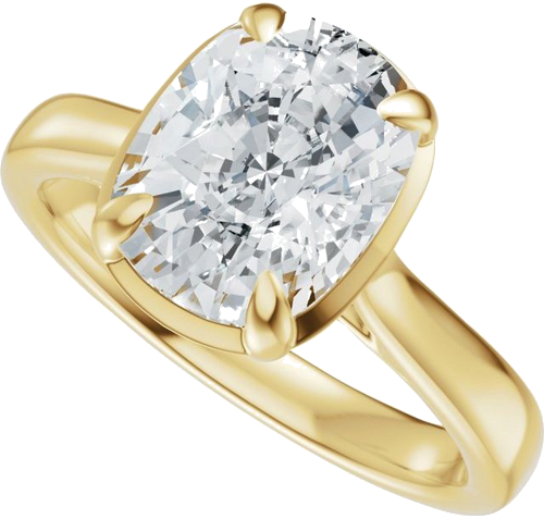 Sužadėtuvių Žiedas „Claw-Prong Solitaire Bezel-Style“ 14k yellow gold Elongated Cushion 9mm x 7mm (5)