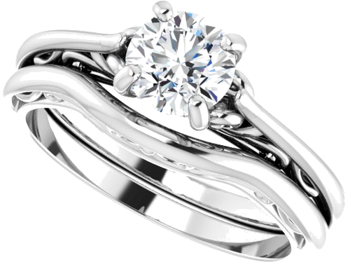 14K White 5.8 mm Round Engagement Ring Mounting (15)
