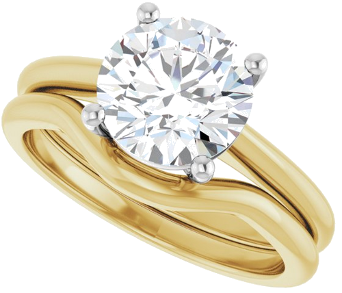 Sužadėtuvių Žiedas „Solitaire“ 585 Baltojo Ir Geltonojo Aukso Round 8.2mm (10)