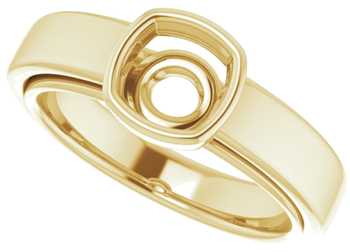 Sužadėtuvių Žiedas „Bezel-Set Solitaire“ 585 Geltonojo Aukso Cushion 6mm (5)