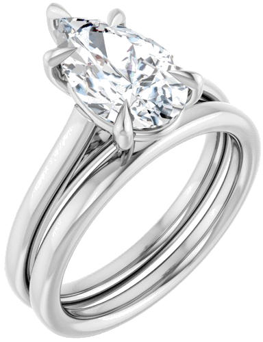 Sužadėtuvių Žiedas „Claw-Pong“ 14k white gold Pear 11.5mm x 7mm (6)