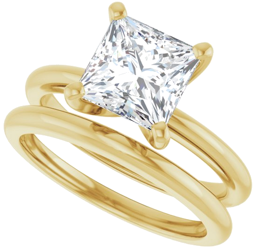 14K Yellow  7 mm Square Solitaire Engagement Ring Mounting (10)
