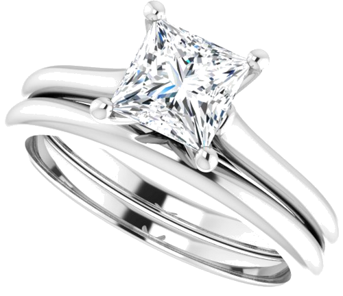 Sužadėtuvių Žiedas „Solitaire“ 585 Baltojo Aukso Square 5.5mm (10)