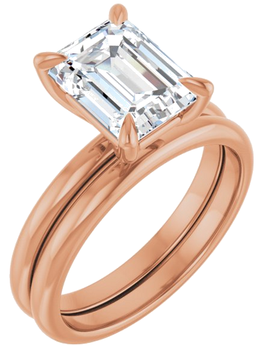 Sužadėtuvių Žiedas „Solitaire“ 585 Rožinis Aukso Emerald 9mm x 7mm (6)