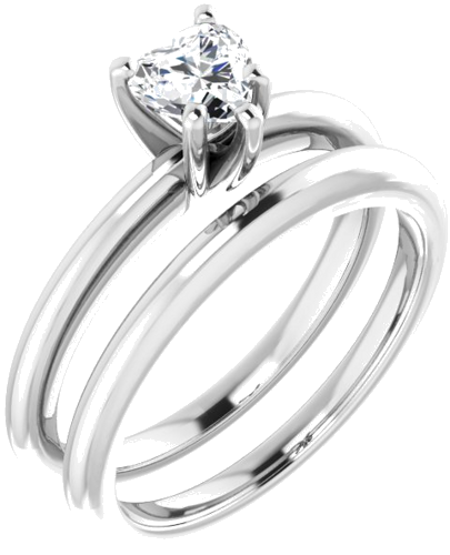 14K White  5x5 mm Heart Solitaire Engagement Ring Mounting (6)
